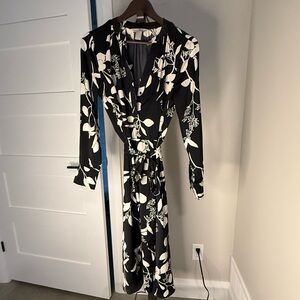 Black dress with white pattern